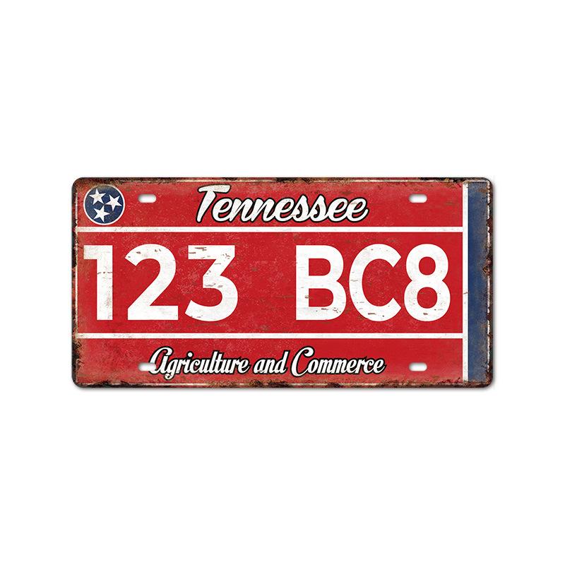 Vintage Tin Art with 1530 License Plate Design: Ideal for American - style Background Wall Decor