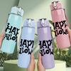 1PC Minimal Happy Halloween 750ml Color Plastic Sports Water Bottle Leakproof Flip Straw Lid Suitable for Sports Office Home Use