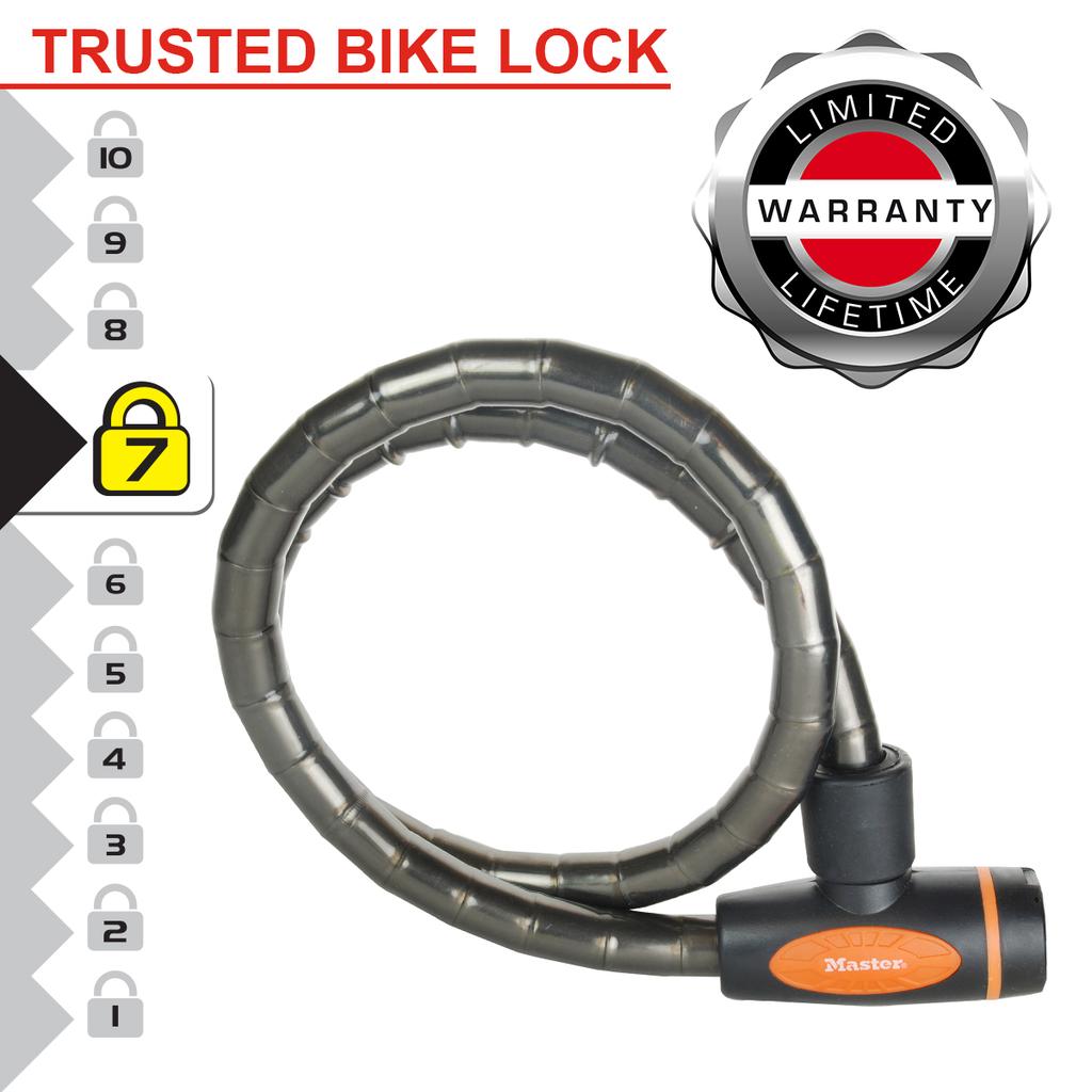 Master Lock Bike Lock Cable, 4 Keys, 100 cm x 18 mm
