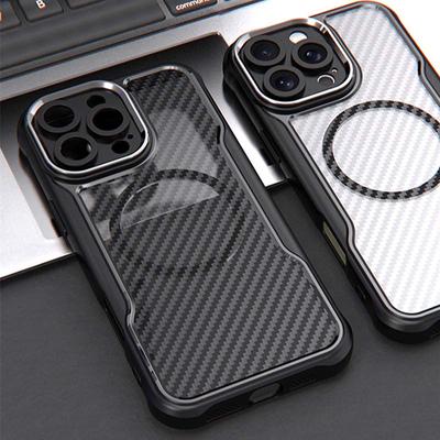 Fundas für iPhone 16 Pro Max für Magsafe Magnetische Carbon Fiber Telefonhülle für Apple 15 14 13 12 11 Pro Max 16 Plus Kabelloses Laden Magsafing Cover