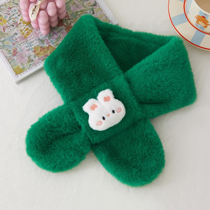 Autumn/Winter Heart Rabbit Children's Scarf - Cute Korean Style Warm Plush Baby Neck Warmer for Girls Cold Protection