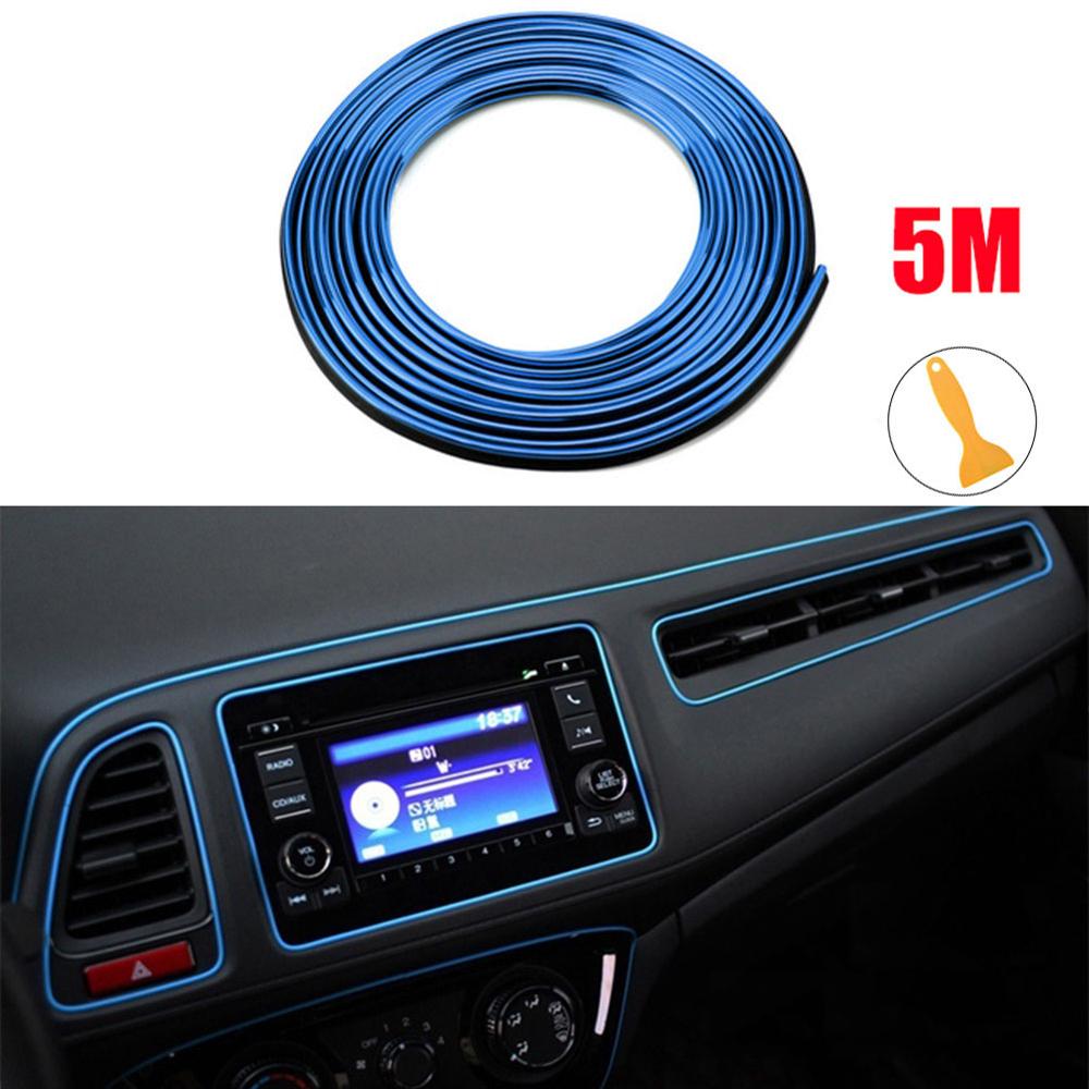 5M Car Moulding Decoration Flexible Strips Door/Center Console/ Interior Gap Trim Universal Chrome Trim Strip Bright Strip