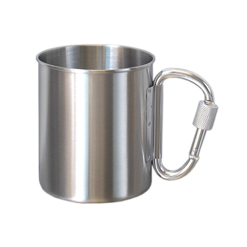 Кемпинговая кружка из нержавеющей стали 304, складная пивная кружка, кружка для воды для кемпинга с карабином, однослойная кружка для холодных напитков 380ml