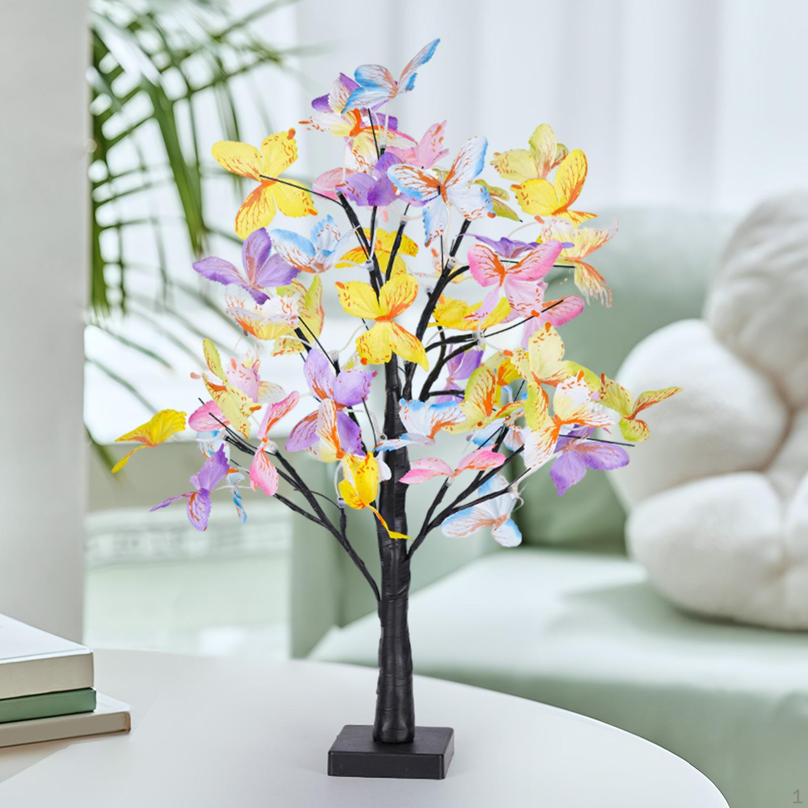 

Бабочка цветущая елка светильник 23 дюйма 24 светодиода освещенная настольная лампа регулируемые ветки для каминной полки дома чёрный