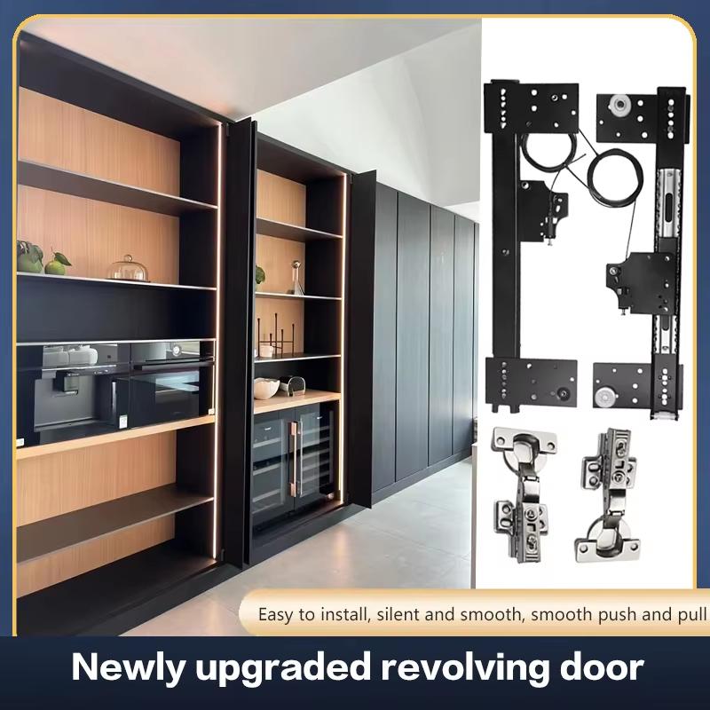 Hidden Door Track Kit Invisible Butterfly Sliding Hardware For Wardrobe Swing Pocket Door With Side Plug Flip Hinge Installation