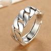 925 Sterling Silver Rings For Women Men Fine Jewelry Finger Adjustable Open Vintage Chain Ring For Party Birthday Gift
