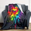 1pc Heart Rainbow Lightweight Flannel Blanket, Comfortable and Warm Blanket, for Office and Camping Sofa Bed073