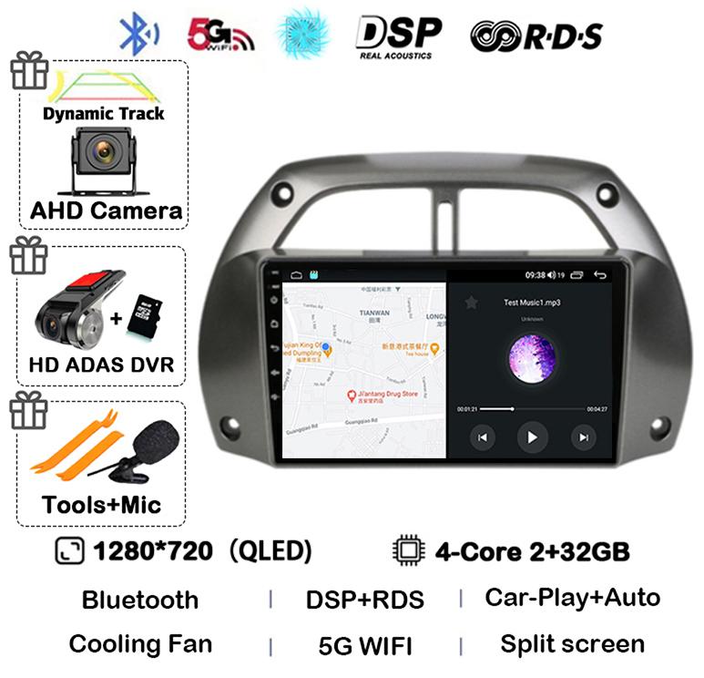 Android14 Carplay Car Radio For Toyota RAV4 Rav 4 2001 2002 2003 2004 2005 2006 Multimedia GPS Player Stereo 2din Head Unit DSP