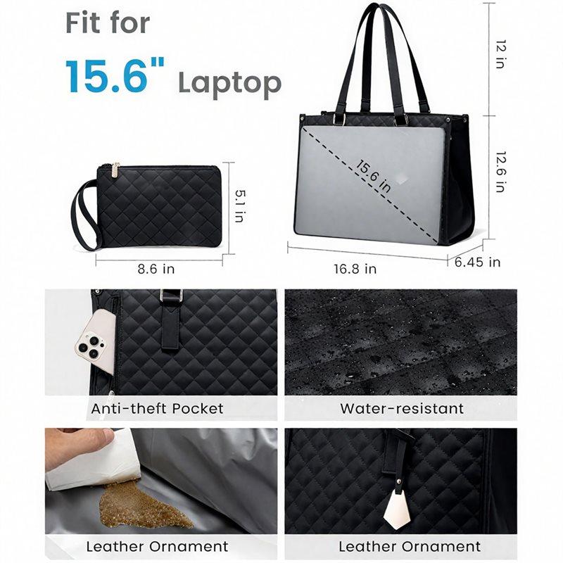 Tote Bag, 2025 Geüpgraded 3-in-1 Voor-Voor Lunch Tote Bag Met Geïsoleerd Lunchvak, Capaciteit voor 15,6 Inch Laptop