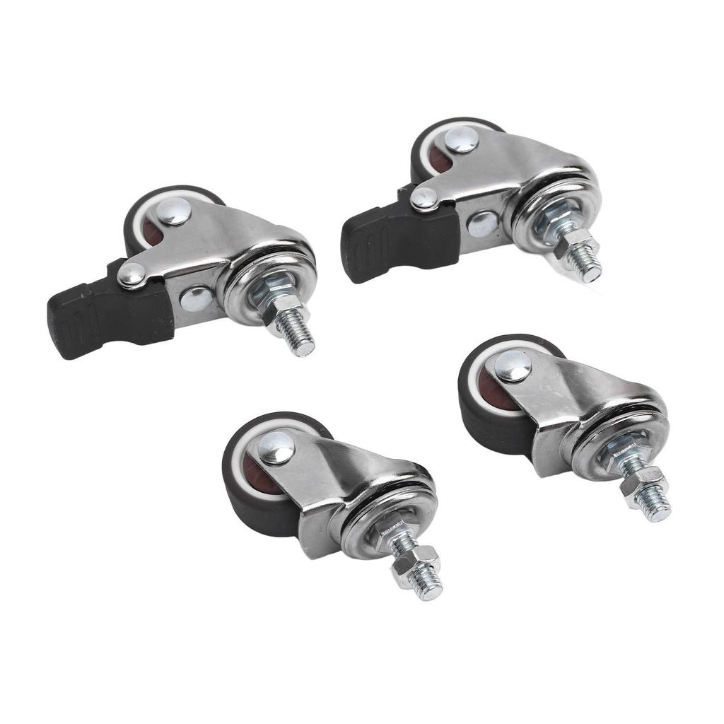4 Pcs Caster Wheel M6x15mm Threaded Stem 1 Inch Diameter TPR Caster Wheel for Cart Workbench
