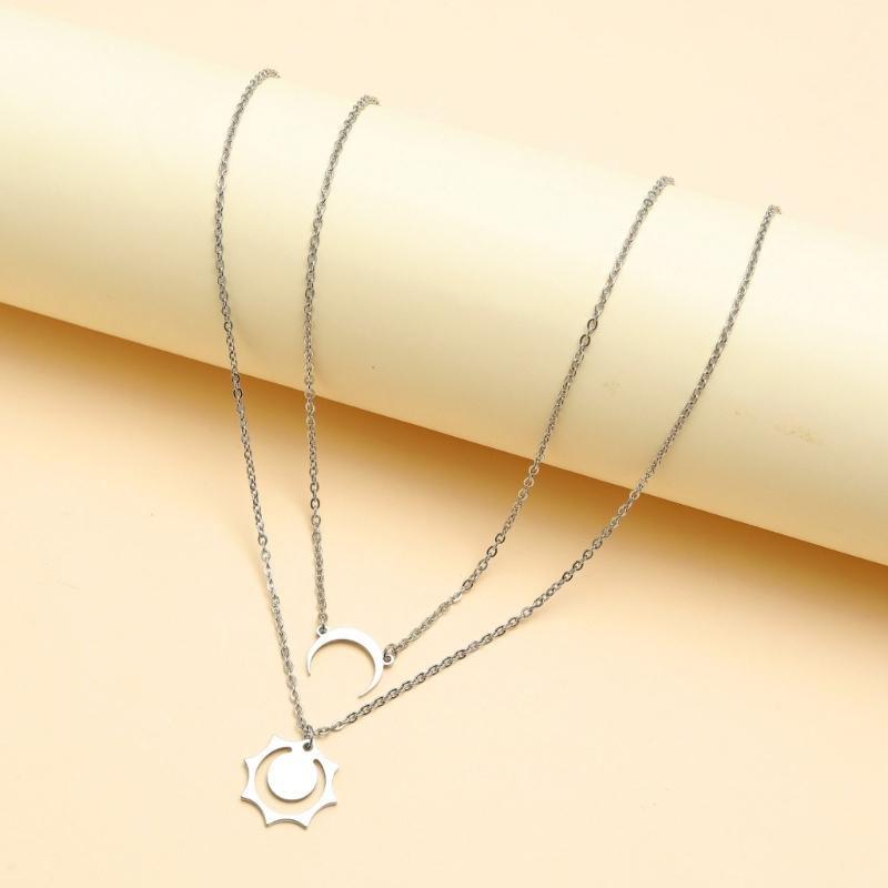2-delige Geluksketting Zon en Maan Hanger Ketting Ketting Bff Vriendschap Cadeaus Sieraden Roestvrij Staal Kettingen
