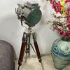 Decorative Nautical Nickel Finish Silver Searchlight Wood Tripod Home Decor Nautical Collectible Spotlight