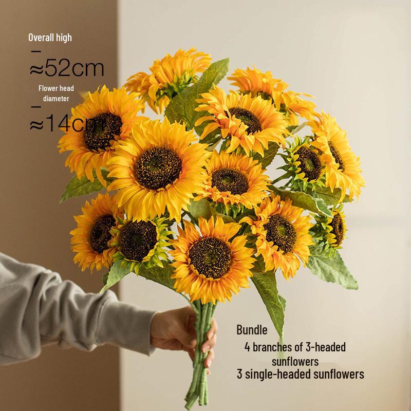 Sunflower Silk Flower Arrangement: Artificial Dried Flowers for Living Room, Dining Table, and Photo Props