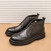 Fashionable Trendy Leather Men's Boots Luxury Brand High Top Men Chelsea Boots High-quality Non Slip Sole Business Leather Boots