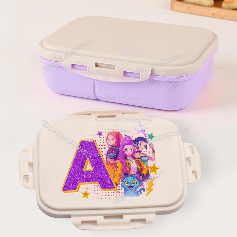 Kpop Demon Hunters Letter A-Z Bento Boxes Rumi Mira Zoey Student Lunch Box School Office Microwave Portable Fruit Food Container
