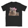 Novelty Hyrax Awawa Tshirt Unisex Crew Neck Pure Cotton T Shirts Cute Rock Hyrax Wearing Bow Short Sleeve Tees Plus Size Clothing