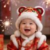New Year Children's Red Lion Hat - Warm Ear Protection for Boys & Girls, Perfect for Autumn & Winter