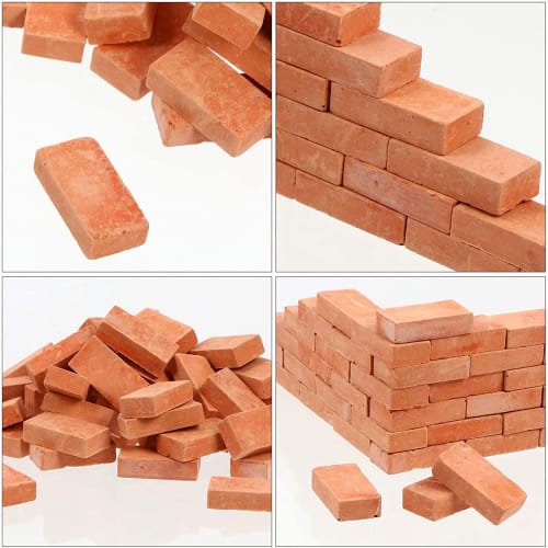 100-Piece Set of 1/35 Scale Miniature Bricks, Miniature Parts, Diorama Bricks, Concrete Blocks, Model Buildings, DIY Scenery, Building, Gardening Acce