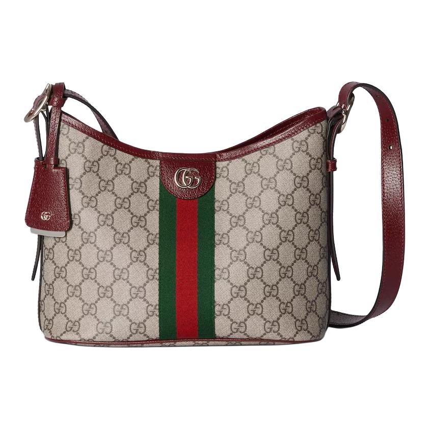 Gucci Ophidia Classic Double G Logo Canvas Shoulder Bag Small Women bags Beige Dark-Brown 836872-FAE0K-9854