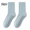 Lightweight Breathable Hosiery Crew Socks for Women, Solid Color Mid-calf Socks, Non-binding Daily Wear Cotton Yoga And Sports, Comfortable Casual Non