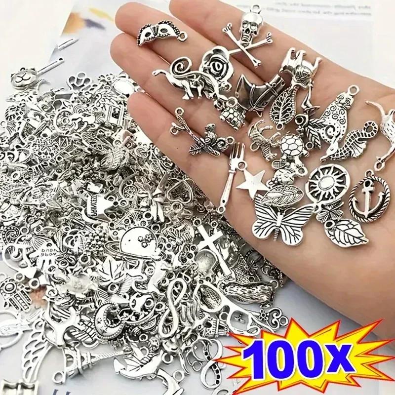 100pcs Tibetan Silver Mixed Pendant Animals Charms Beads for Jewelry Making Bracelet Earrings Necklace DIY Craft Art Charms