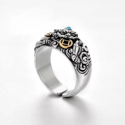 JMXD-Pixiu Ring Men's Personalized Retro Niche Design Jewelry Opening Adjustable Accessories Tide