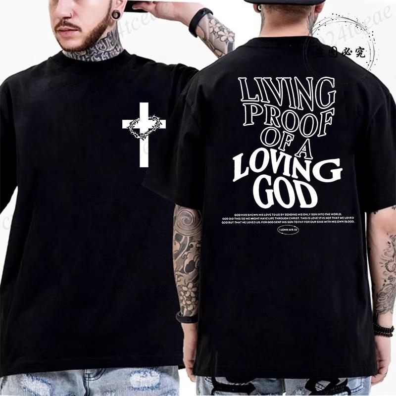 Letní pánská trička Pohodlná s kulatým výstřihem Krátký rukáv Ležérní tričko Křesťanský Ježíš Biblický verš Potisk Pánská módní trička