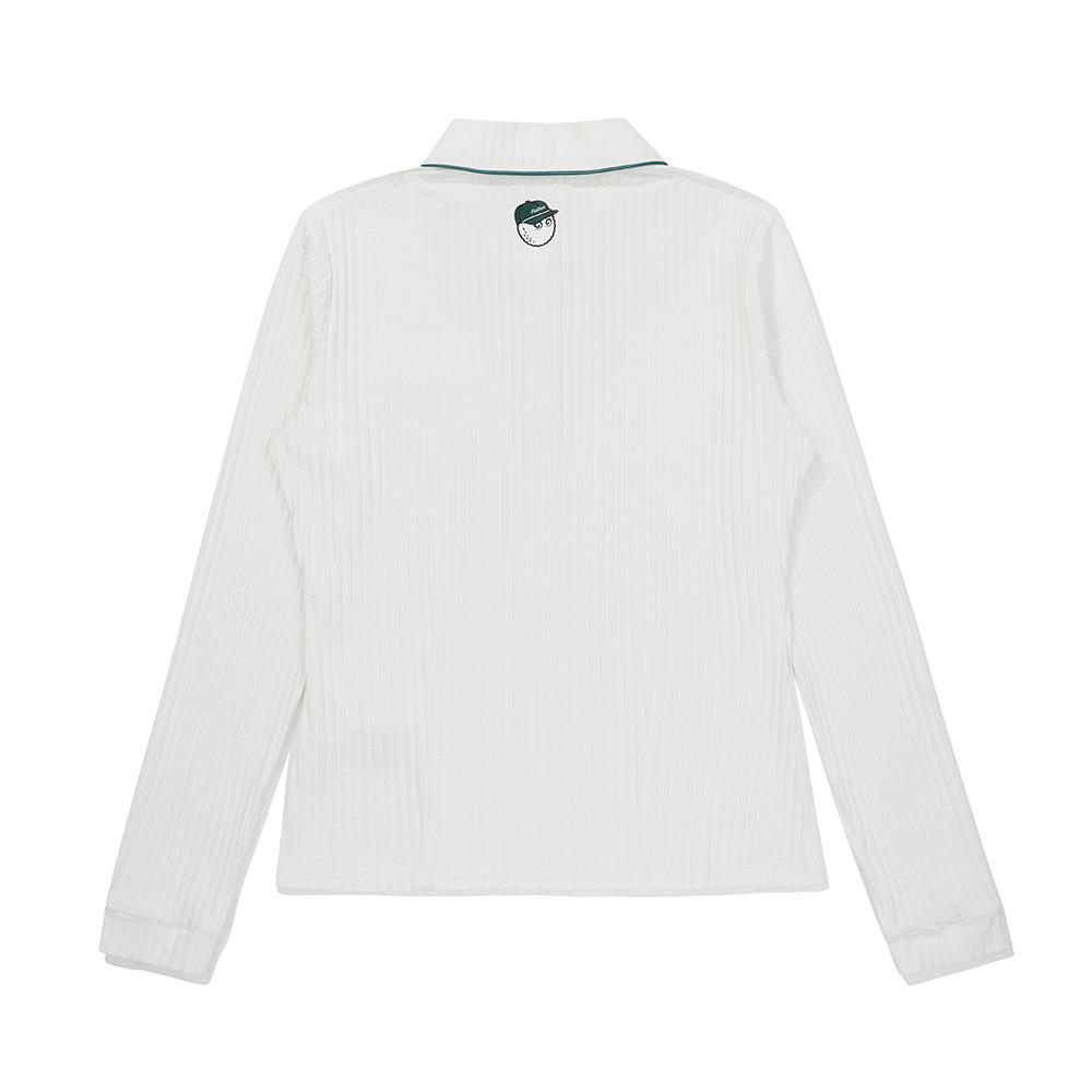 MALBON GOLF Women'S Color Block Piping Ribbed Collar T-Shirt Off White (Woman)
