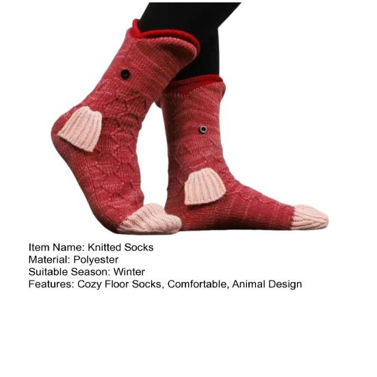 Knit Animal Socks Funny Crocodile Socks Warm Winter Floor Socks Unisex Cute Shark Fish Socks Gift for Xmas Valentine's Day Mother's Day