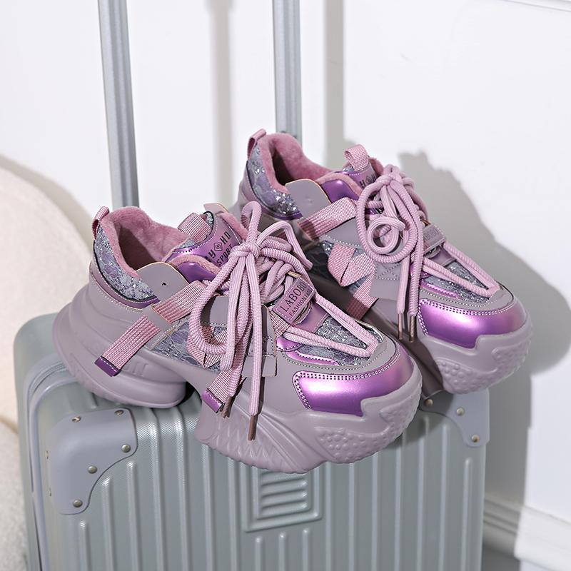 Autumn Fashion Platform Sneakers Women Black White Non-Slip Sports Shoes Woman Lace-Up Soft Sole Pu Leather Casual Shoes Ladies