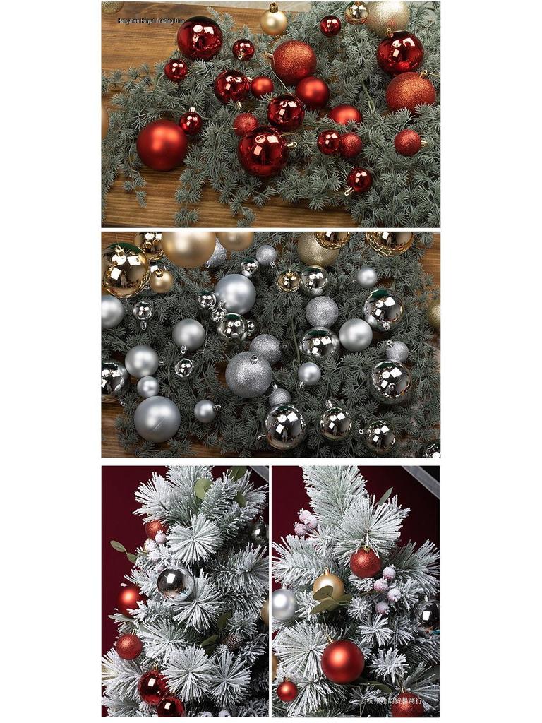 Silver Matte Electroplated Large Gold Christmas Tree Ornament, 3-60 Ball Arrangement.