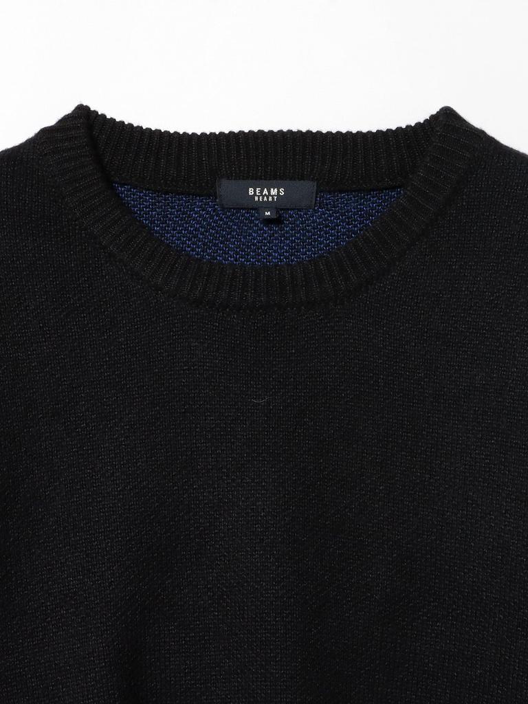 BEAMS HEART Men's Large Size Knit B-HEART Logo Knit BEIGE M