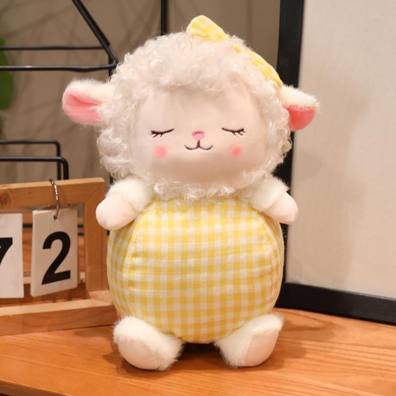1526Cm Sweet Lamb Plush Toy Stuffed Eyes Closed Cartoon Animal White Sheep Yellow Pink Purple Blue Plushie Appeasing Gift