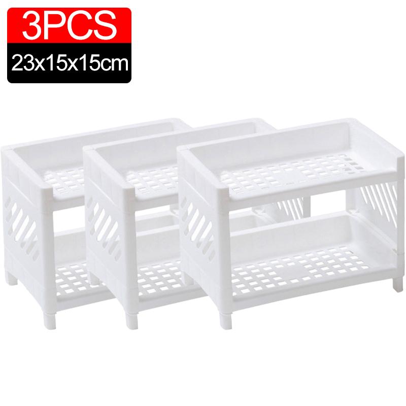 3/1 STÜCKE PP Desktop Doppelschicht-Lagerregal Rechteckig Weiß Organisieren Schülerschreibtisch Büro Kosmetik Schreibwaren Lagerregal