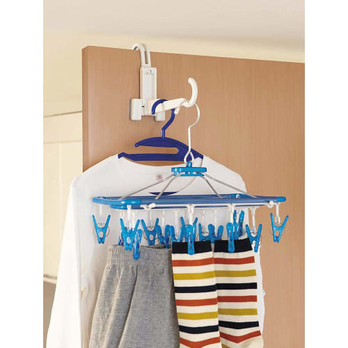 Ohe Indoor Drying Hook, White, Approx. 17cm x 25cm x 7.5cm, 5kg Load Capacity, HOS Laundry Drying Hook, Compact, Foldable, White