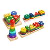 DOWMOO Geometric Stacking Educational Toy - Smooth Wooden Pegboard Blocks for Early Learning