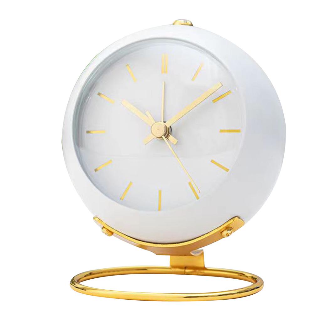 Desktop Alarm Clock Students Dormitory Mini Alarm Clock Ornaments Simple Metal Desktop Clock White