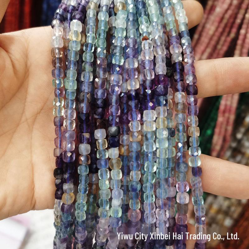 4x4mm Natural Stone Faceted Square Beads: Amethyst, Tourmaline, Garnet Jewelry Accessories