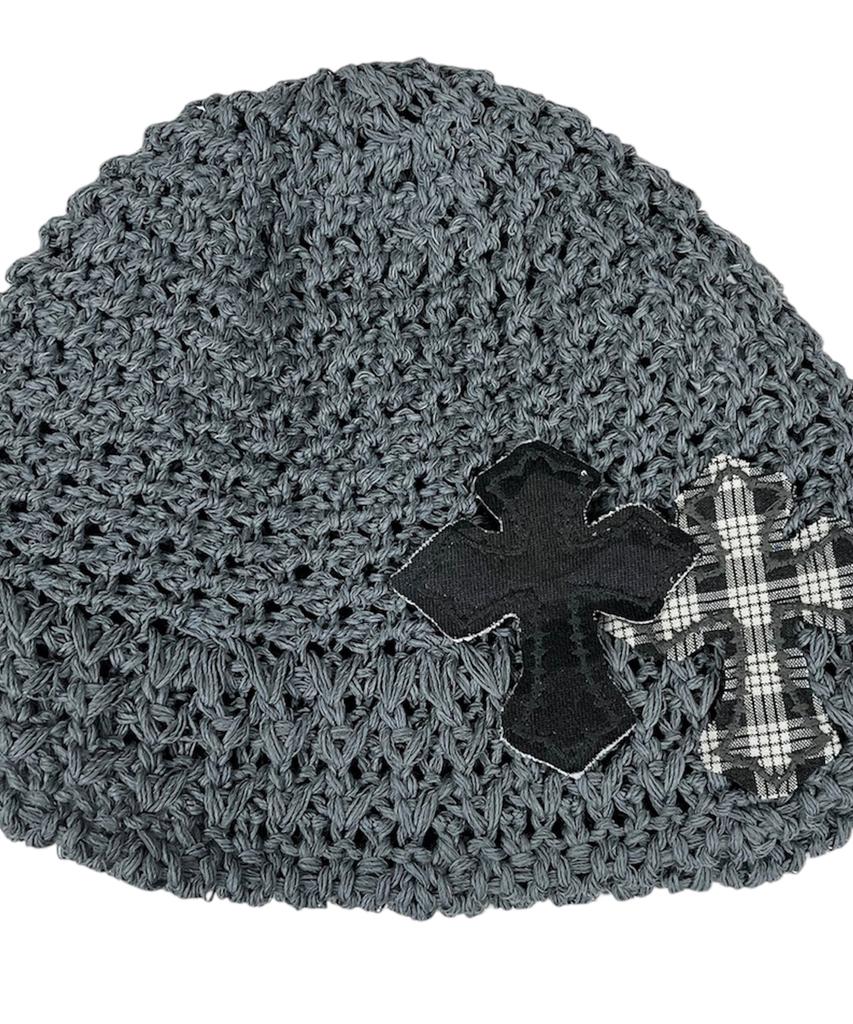 SK8ER ROCK Cross Knit Bucket Hat ((Gray))