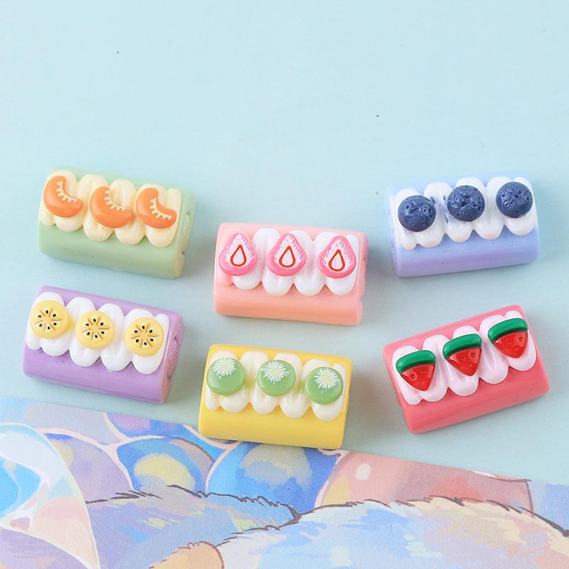 Fruit Towel Roll Play Food Charms: Handmade Resin Cartoon Accessories for DIY Crafts