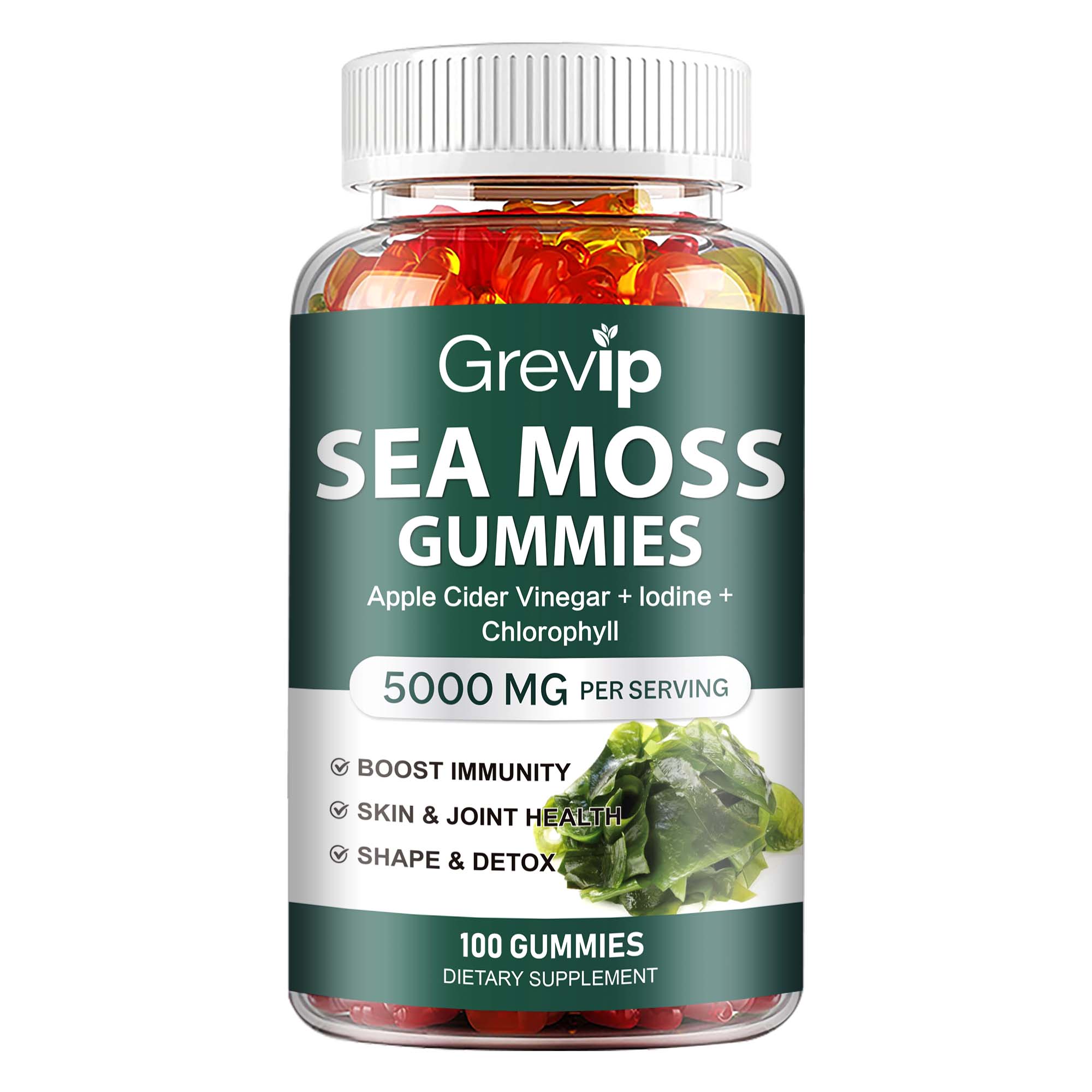 

Irish seaweed gel supplement, containing iodine, chlorophyll, vitamin D3, to boost immunity, promote digestion, and maintain joint health; vegan. 100