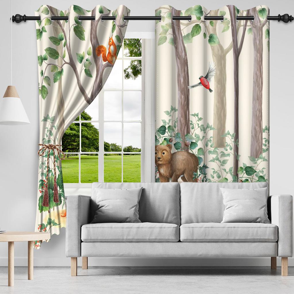 Watercolor Dinosaur Pattern Curtains Cute Animal Printed Curtains For Kids Bedroom Fun Decor Top Grommet Blackout Window Drapes
