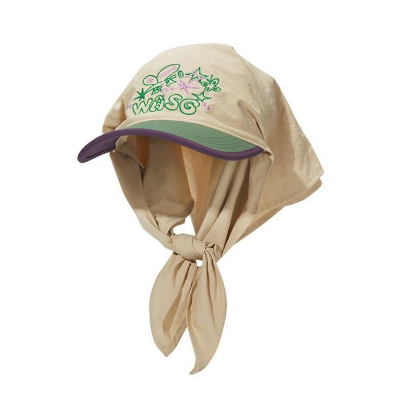 Quick-drying headscarf hat embroidery cute idyllic sunshade triangle strap baseball cap skateboard bag head color matching cap