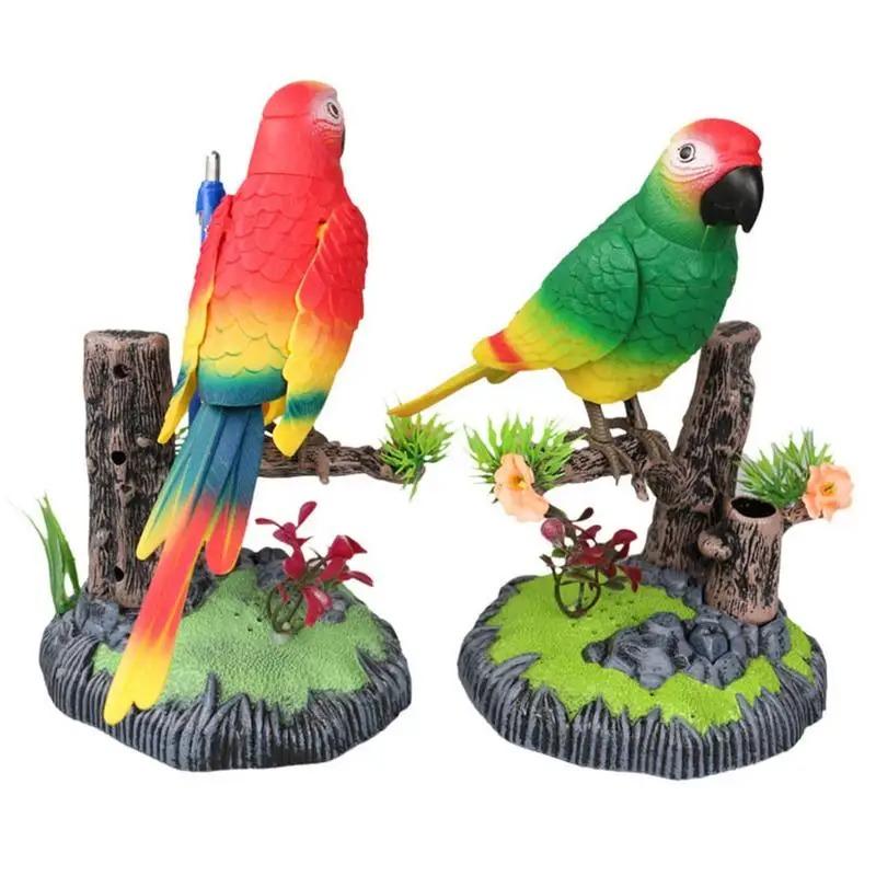 Simulation Electric Birds Toys, Desk Chirping Birds with Pen Holder, Decorative Realistic Pet Bird for School Bedroom Living Room