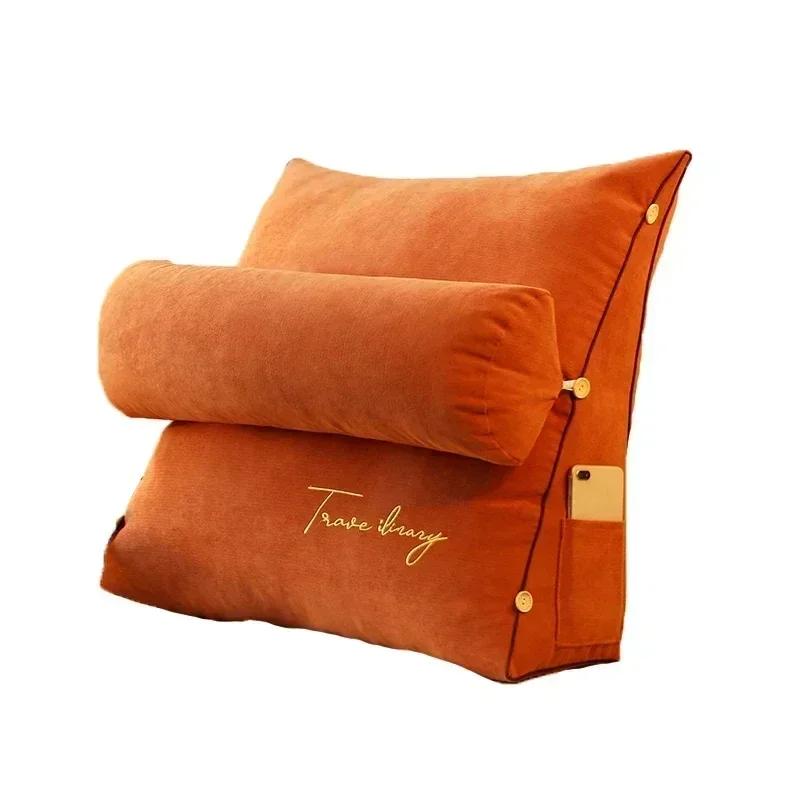 

Пушистая треугольная подушка для чтения, подушка для талии, спинка для облегчения боли, подушка для талии, подушка для дивана, кровати, стула, прикроватная подушка, спинка 45x45x20cm оранжевый