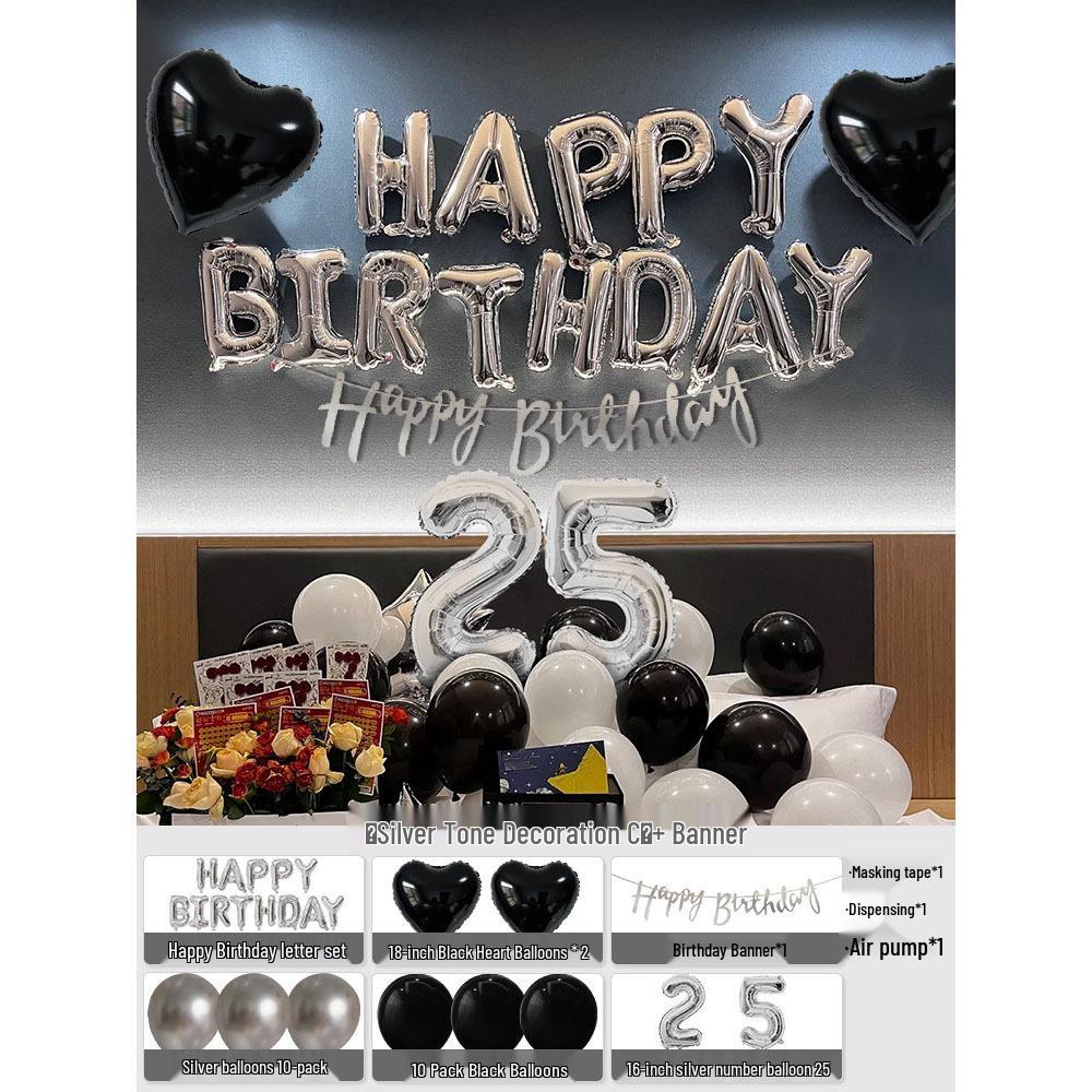 Elegant Birthday Decorations for Men: Number Balloons and High-Class Atmosphere for Husband or Boyfriend's Surprise Party.