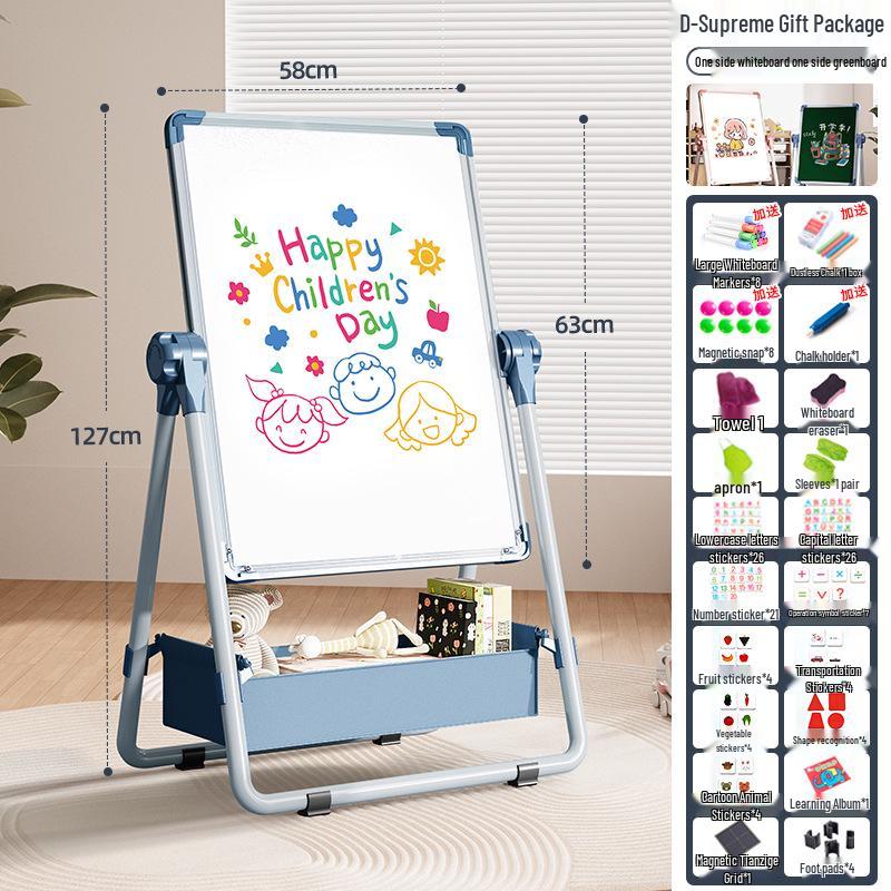 Portable Children's Magnetic Easel with Blackboard & Whiteboard for Graffiti