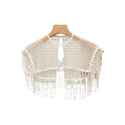 Artificial Pearls Collar Detachable Collar with Tassels And Beadwork Design For Women Blouse Jacket Dress Enhancement