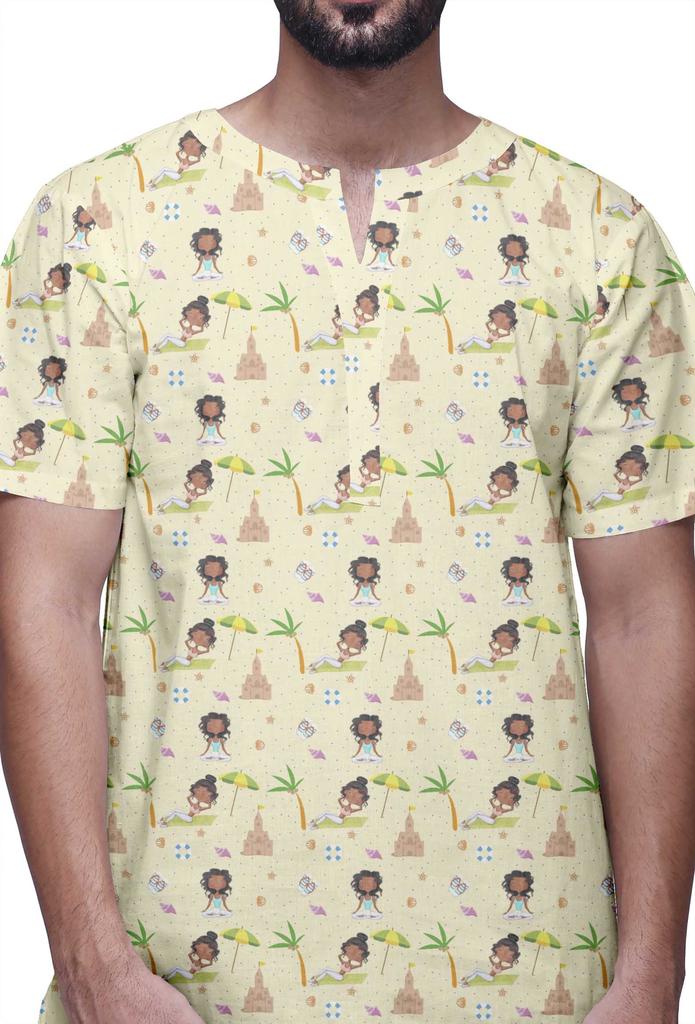 Atasi Tailored Fit Short Kurta Cotton Cambric Printed Keyhole Neck Casual