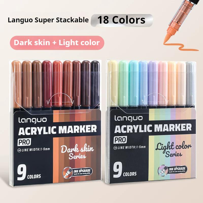 LANGUO 192Colors Direct Liquid Acrylic Marker Pens Set with Protable Bag Stackable Student DIY Graffiti Drawing Painting Pen PRO